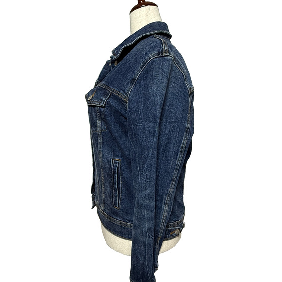 Old Navy Jacket Womens XL Blue Denim Jean Trucker Button Front Pockets Stretch - Picture 6 of 9